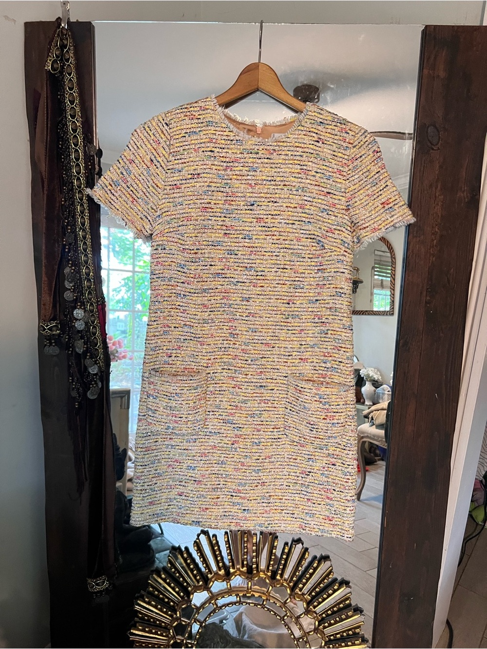 Sassy Tweed Short-Sleeve Shift Dress NWOT